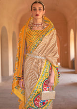 Load image into Gallery viewer, Golden Yellow Printed Patola Silk Saree with Zari Border &amp; Tassels on Pallu