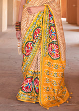 Load image into Gallery viewer, Golden Yellow Printed Patola Silk Saree with Zari Border &amp; Tassels on Pallu