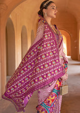 Load image into Gallery viewer, Pink &amp; Purple Printed Patola Silk Saree with Zari Border &amp; Tassels on Pallu
