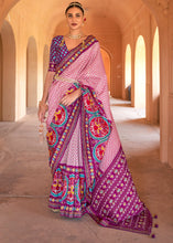 Load image into Gallery viewer, Pink &amp; Purple Printed Patola Silk Saree with Zari Border &amp; Tassels on Pallu