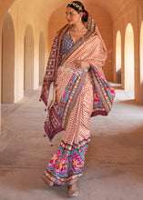 Load image into Gallery viewer, Shades Of Brown Printed Patola Silk Saree with Zari Border &amp; Tassels on Pallu