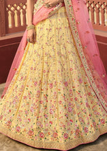 Laden Sie das Bild in den Galerie-Viewer, Daffodil Yellow Lehenga Choli with Zari, Dori,  Swarvoski, Thread &amp; Zarkan work