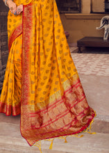 Load image into Gallery viewer, Golden Yellow Zari Butta Woven Raw Banarasi Silk Saree