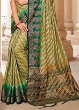 Load image into Gallery viewer, Shades Of Green Zari Butta Woven Raw Banarasi Silk Saree