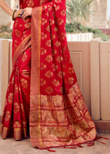 Load image into Gallery viewer, Ruby Red Zari Butta Woven Raw Banarasi Silk Saree