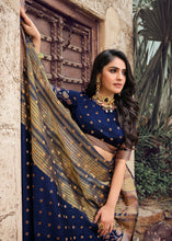 Load image into Gallery viewer, Berry Blue Zari Butta Woven Raw Banarasi Silk Saree