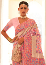 Load image into Gallery viewer, Brink Pink Banarasi Jamawar Kashmiri Woven Silk Saree