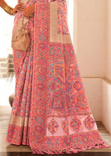Load image into Gallery viewer, Brink Pink Banarasi Jamawar Kashmiri Woven Silk Saree