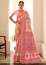 Load image into Gallery viewer, Brink Pink Banarasi Jamawar Kashmiri Woven Silk Saree