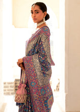 Load image into Gallery viewer, Indigo Blue Banarasi Jamawar Kashmiri Woven Silk Saree