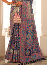 Load image into Gallery viewer, Indigo Blue Banarasi Jamawar Kashmiri Woven Silk Saree