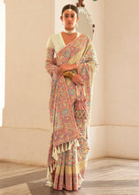 Load image into Gallery viewer, Ivory Cream Banarasi Jamawar Kashmiri Woven Silk Saree