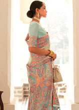 Load image into Gallery viewer, Powder Blue Banarasi Jamawar Kashmiri Woven Silk Saree