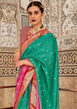 Load image into Gallery viewer, Paris Green Patola Printed Soft Cotton Silk Saree with Zari Border