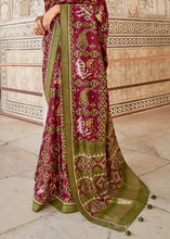 Load image into Gallery viewer, Jam Purple Patola Printed Soft Cotton Silk Saree with Zari Border