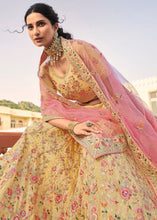 Laden Sie das Bild in den Galerie-Viewer, Daffodil Yellow Lehenga Choli with Zari, Dori,  Swarvoski, Thread &amp; Zarkan work