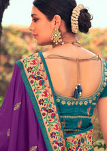 Laden Sie das Bild in den Galerie-Viewer, Grape Purple Woven Paithani Banarasi Silk Saree with Swarovski work &amp; Embroidered Blouse