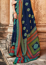 Cargar imagen en el visor de la galería, Navy Blue Soft Silk Saree with Embroidered Blouse