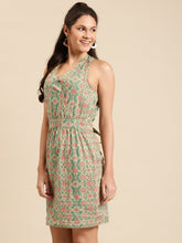 Load image into Gallery viewer, Printed Back twist and tie mini dress
