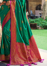 Load image into Gallery viewer, Jade Green Zari Woven Kanjivaram Silk Saree