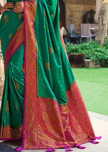 Jade Green Zari Woven Kanjivaram Silk Saree