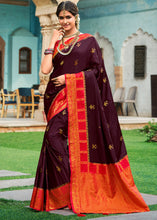 Load image into Gallery viewer, Umber Brown Zari Woven Kanjivaram Silk Saree
