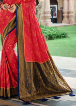 Load image into Gallery viewer, Fiery Rose Pink Zari Woven Kanjivaram Silk Saree