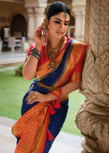Load image into Gallery viewer, Berry Blue Zari Woven Kanjivaram Silk Saree