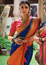Load image into Gallery viewer, Berry Blue Zari Woven Kanjivaram Silk Saree