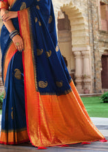 Load image into Gallery viewer, Berry Blue Zari Woven Kanjivaram Silk Saree