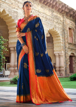 Load image into Gallery viewer, Berry Blue Zari Woven Kanjivaram Silk Saree