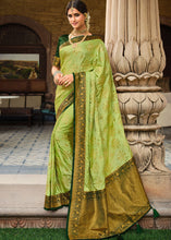 Load image into Gallery viewer, Chartreuse Green Zari Woven Kanjivaram Silk Saree