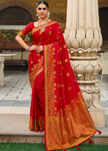 Load image into Gallery viewer, Bridal Red Zari Woven Kanjivaram Silk Saree