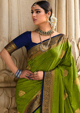 Load image into Gallery viewer, Pear Green Zari Woven Kanjivaram Silk Saree