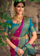 Load image into Gallery viewer, Magenta Pink Zari Woven Kanjivaram Silk Saree