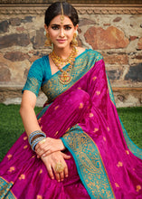 Load image into Gallery viewer, Magenta Pink Zari Woven Kanjivaram Silk Saree