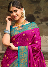 Load image into Gallery viewer, Magenta Pink Zari Woven Kanjivaram Silk Saree