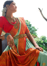 Load image into Gallery viewer, Light Pistachio Green Zari Woven Kanjivaram Silk Saree