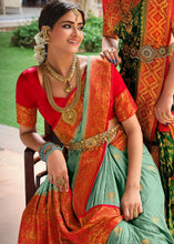 Load image into Gallery viewer, Light Pistachio Green Zari Woven Kanjivaram Silk Saree