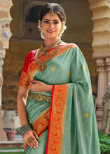 Load image into Gallery viewer, Light Pistachio Green Zari Woven Kanjivaram Silk Saree