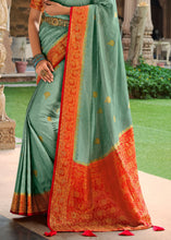 Load image into Gallery viewer, Light Pistachio Green Zari Woven Kanjivaram Silk Saree