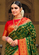 Load image into Gallery viewer, Forest Green Zari Woven Kanjivaram Silk Saree