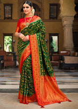 Load image into Gallery viewer, Forest Green Zari Woven Kanjivaram Silk Saree