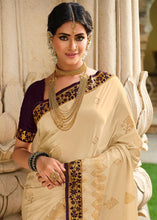 Load image into Gallery viewer, Creamy White Zari Woven Kanjivaram Silk Saree