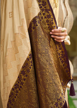 Load image into Gallery viewer, Creamy White Zari Woven Kanjivaram Silk Saree