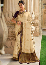 Load image into Gallery viewer, Creamy White Zari Woven Kanjivaram Silk Saree