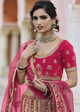 Laden Sie das Bild in den Galerie-Viewer, Cerise Pink Velvet Lehenga Choli Having Heavy Embroidery &amp; Hand work: Bridal Edition