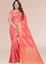 Load image into Gallery viewer, Brick Pink Zari Woven Silk Saree with Tassels on Pallu