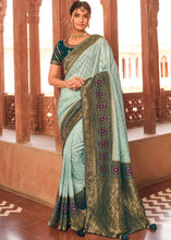 Load image into Gallery viewer, Blizzard Blue Woven Banarasi Silk Saree with Embroidered Blouse