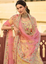 Cargar imagen en el visor de la galería, Daffodil Yellow Lehenga Choli with Zari, Dori,  Swarvoski, Thread &amp; Zarkan work